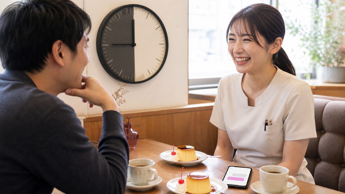 返信は遅くても固有の話を返し、喫茶店でプリンを囲んで笑う受付のチヒロ