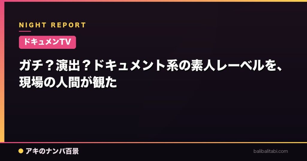 【ドキュメンTV】ガチ？演出？ドキュメント系の素人レーベルを、現場の人間が観た