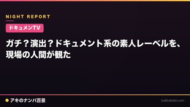 【ドキュメンTV】ガチ？演出？ドキュメント系の素人レーベルを、現場の人間が観た